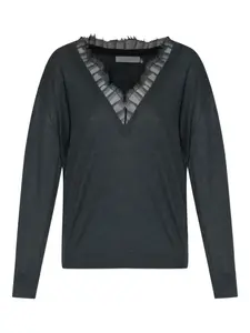 Шерстяной свитер с кружевом IRO, серый