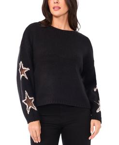 Женский свитер с круглым вырезом и узором в виде звезд Sam & Jess, Rich Black