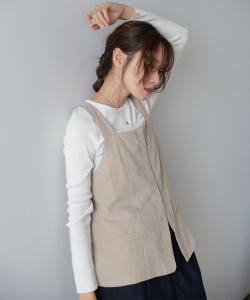 <Можно носить как комплект!> Персиковый флисовый жилет