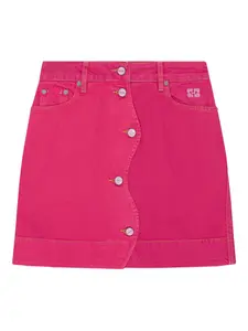 Джинсовая юбка на пуговицах Ganni, розовый