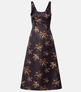 Платье миди Tippi с цветочным принтом genzianella Emilia Wickstead, Chocolate Floral On Black