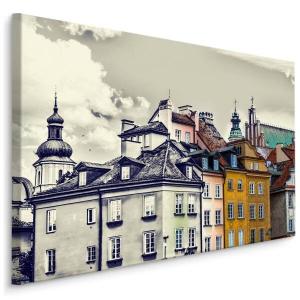 Картина на холсте Muralo Warschau Gebäude Vintage 3D цвет beige/schwarz/blau/weiß