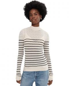 Женский свитер Sanctuary Forever Striped Mock Neck, Vanilla Creme W Black Stripe 2