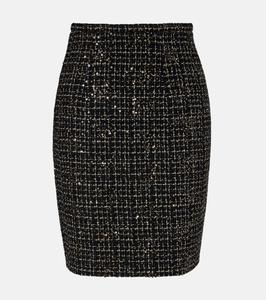 Юбка-карандаш из твида Ayaka с пайетками Safiyaa, Black & Gold