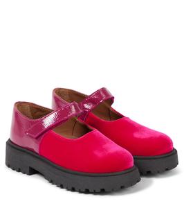 Бархатные балетки с кожаной отделкой PèPè, Lampone