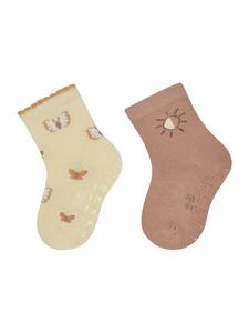 Sterntaler Носки из АБС-пластика, комплект из 2 штук, с рисунком бабочек, темно-желтого цвета