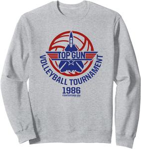 Толстовка серого цвета с символикой волейбольного турнира Top Gun 1986 года
