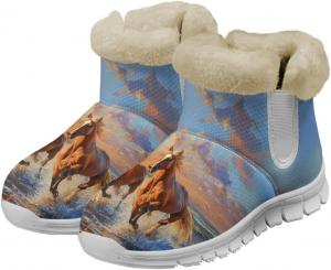 Женские зимние сапоги chaqlin с мехом, утепленные, мягкие, на щиколотку, с нескользящей подошвой, на плоском каблуке, широкие, повседневные, для улицы и работы, с флисовым плюшем, удобные, Horse