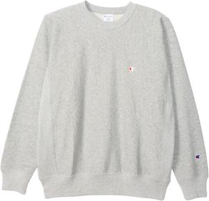 Мужская толстовка Champion C3-Y031, с длинным рукавом, 100% хлопок, 283 г, свободный крой, флисовая подкладка, вышитый логотип One-Point, круглый вырез с обратным плетением (R), серый