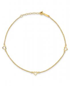 Браслет в виде сердца с бриллиантовой огранкой и удлинителем 2,5 см, из 14-каратного желтого золота Macy's, Gold