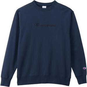 Мужская толстовка Champion с длинным рукавом из французского махрового хлопка, с вышитым логотипом США и круглым вырезом, базовая модель C3-C032, темно-синий