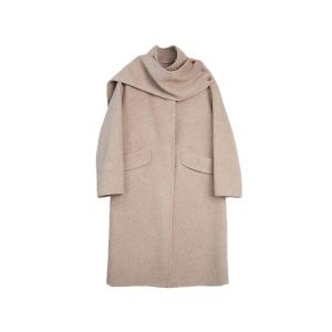 ELLE Пальто женское бежевое кофе Stand Collar Moderate Straight Fit