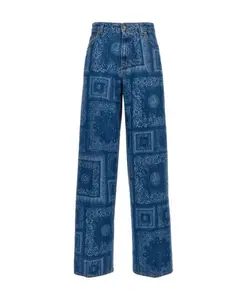 Синие джинсы с широкими штанинами для женщин Roberto Cavalli, синий