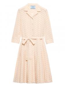 Платье миди из хлопка Prada, розовый