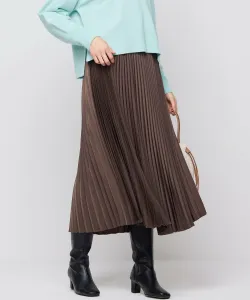 Плиссированная юбка из атласа, имитирующего кожу Suite, цвет Dark Brown [035]