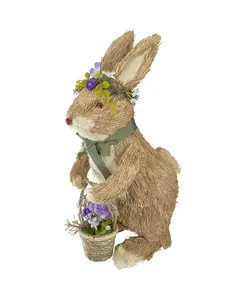 15-Дюймовая пасхальная фигурка кролика из сизаля с корзиной Northlight, brown