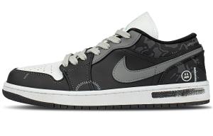 Jordan Кроссовки баскетбольные Air 1 с амортизацией низкие винтажные унисекс черно-серые, цвет Black Gray