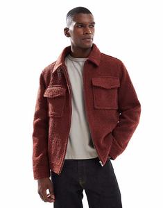 Жакет из букле бордового цвета New Look