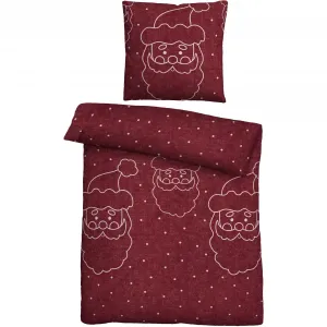Постельное белье Biberna «Рождество», уютное, теплое, мягкое, меланж, 100% хлопок, производство Германия, цвет burgund