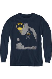 Футболка с длинным рукавом Batman "Нокаут" для детей Gildan, темно-синий