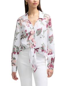 Женская рубашка с завязками спереди Ellen Tracy, Peach bouquet