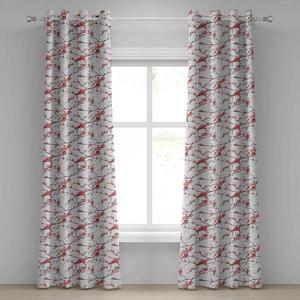 Занавеска с люверсами Abakuhaus Kirschbaumblüten 2 шт, 280x260x0,5 см цвет coral schwarz