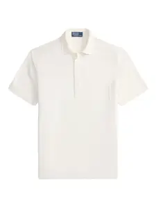 Льняная рубашка поло из ткани пике Polo Ralph Lauren, белый