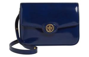 Robinson Патентная Кожаная Сумка Через Плечо Женская Морской Синий TORY BURCH