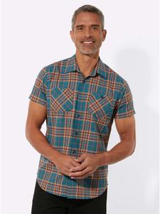 Рубашка с короткими рукавами в клетку цвета серого топаза Sieh an!