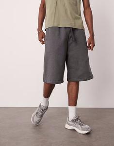 Удлиненные шорты ASOS DESIGN из плотной ткани в угольно-мелованном цвете - CHARCOAL