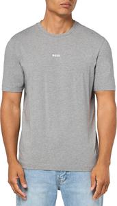 Мужская хлопковая футболка BOSS с логотипом на груди, стандартного кроя, High Rise Grey