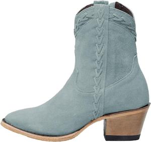 Женские ботильоны YDN с объемным каблуком, стильные с закрытым носком, низким толстым каблуком, боковой молнией, удобные короткие ботиночки, размеры 4-16 US, Light Blue