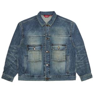 Куртка Supreme Distressed Selvedge Trucker Jacket, цвет Washed Indigo