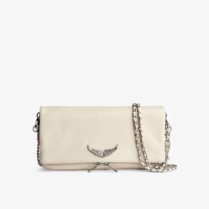 Кожаный клатч Rock Swing Your Wings с металлическим логотипом Zadig&Voltaire, цвет flash