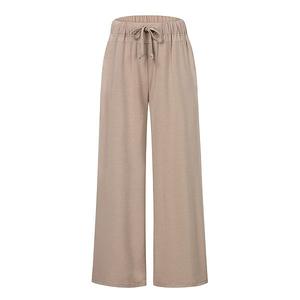 Женские брюки с высокой талией и широкими штанинами, свободные йога-джоггеры с карманами и шнурком Seoria, Khaki