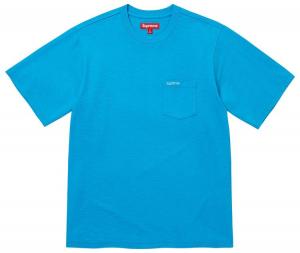 Футболка Supreme с коротким рукавом и карманом, ярко-синего цвета