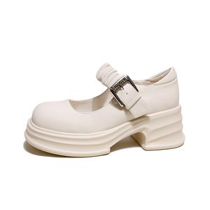 Туфли Мэри Джейн на толстом каблуке 5,5 см женские Ouumeis, Ecru