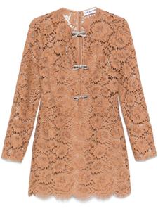 Мини-платье с кружевным бантом Self-Portrait, коричневый
