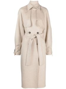 Max Mara belted-waist cashmere coat, нейтральный цвет