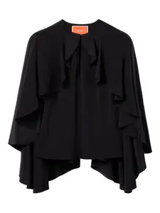Блузка из шелка с оборками La Doublej, черный