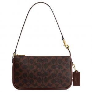 COACH Искусственная кожа с натуральной кожаная сумка через плечо маленькая женская кленовый коричневый