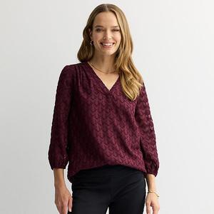 Женская блузка с v-образным вырезом из шифона Croft & Barrow, Magma