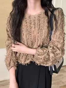 Блузка с бахромой, женская, топ Doux Belle, цвет Light Brown