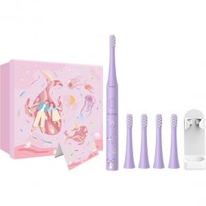 Sanrio Электрическая зубная щетка водонепроницаемые долговременные отбеливающие 3 режима чистки с 4 насадками T3