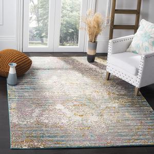 Ковер SAFAVIEH, 244 x 305 см, - коллекция Aria - большой - Cream & Multi, дизайн в стиле бохо с эффектом потертости, не линяет и легко чистится, идеально для гостиной, спальни, офиса, столовой (ARA128C)