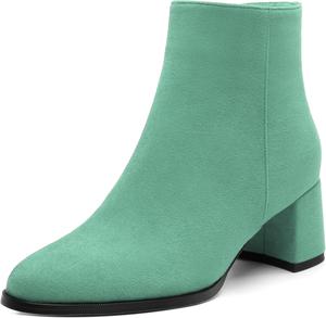 Женские ботильоны на низком каблуке из замши, широкая полнота, массивные короткие ботинки, удобные, модные, рабочие зимние ботинки, каблук 5 см DEMOSHINE, Cyan