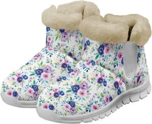 Женские ботинки на осень-зиму с утепленной флисовой подкладкой, амортизирующей стелькой из памяти формы, зимние нескользящие теплые ботинки Glomenade, Pink Gradient Floral