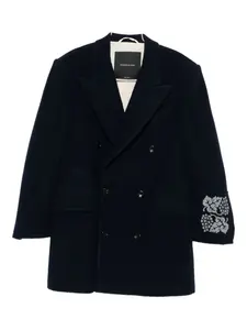 Двубортный блейзер с вышитыми манжетами FEDERICO CINA, синий