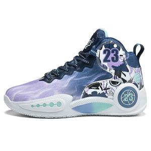 Баскетбольные кроссовки для детей и подростков с отскоком и дышащей подошвой средней высоты Kuding, белый/золотой/черный