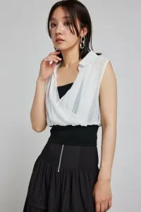 Рубашка из шифона, многослойный вязаный топ Rienda, цвет Black